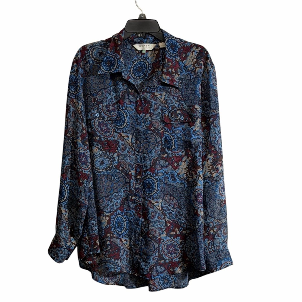 Roper Wear The West Women 3X Paisley Shirt Button Down Polyester Western